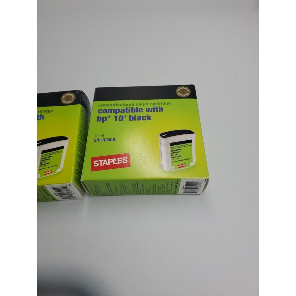 2 Staples HP 10 Black Printer Ink Cartridge C4844A 72ml New Expired?